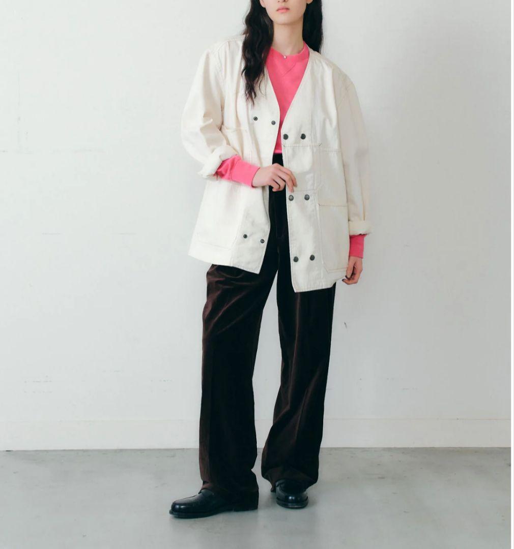 【25AW】未使用級　シンゾーン　ノーカラーカバーオール　ジャケット　34　白系