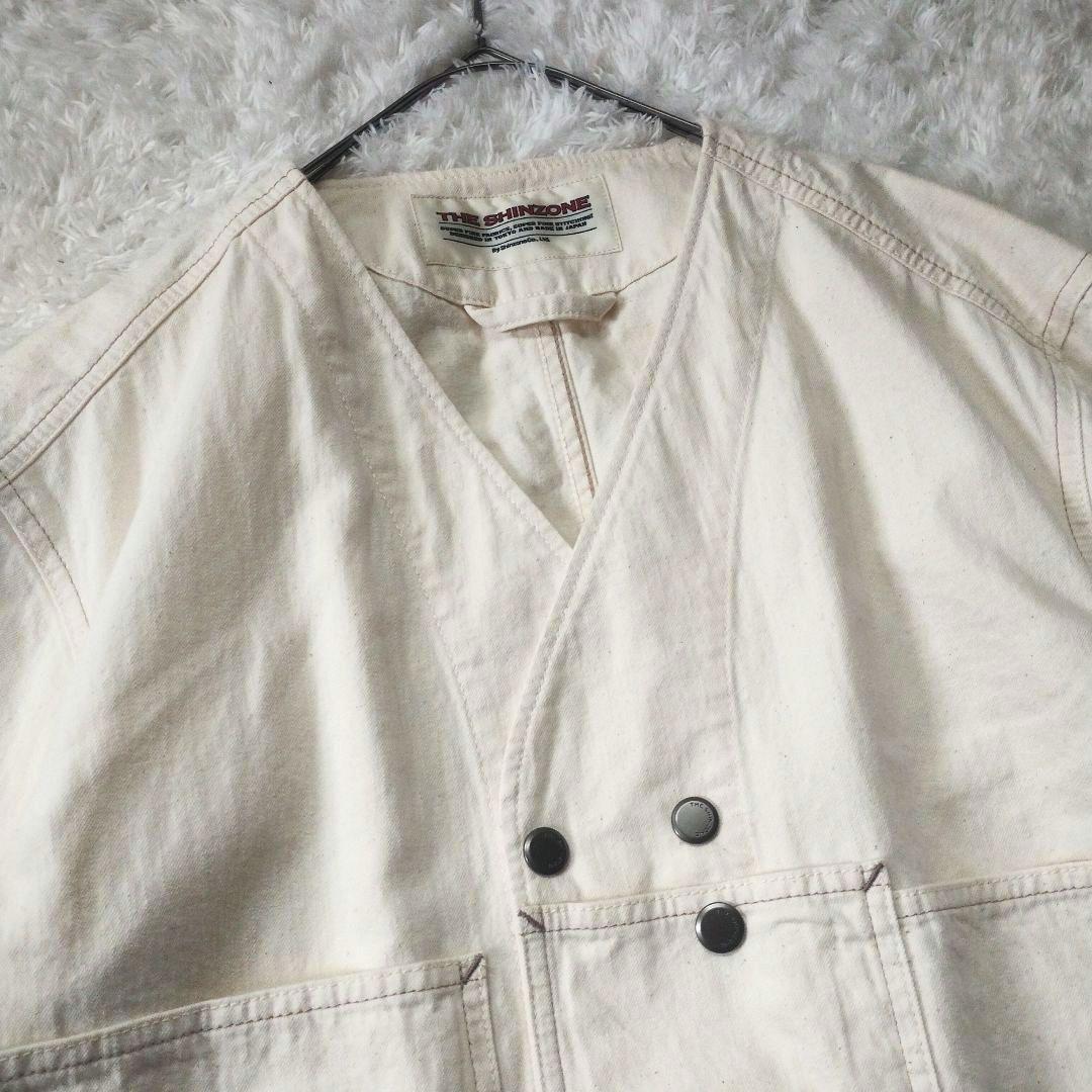 【25AW】未使用級　シンゾーン　ノーカラーカバーオール　ジャケット　34　白系