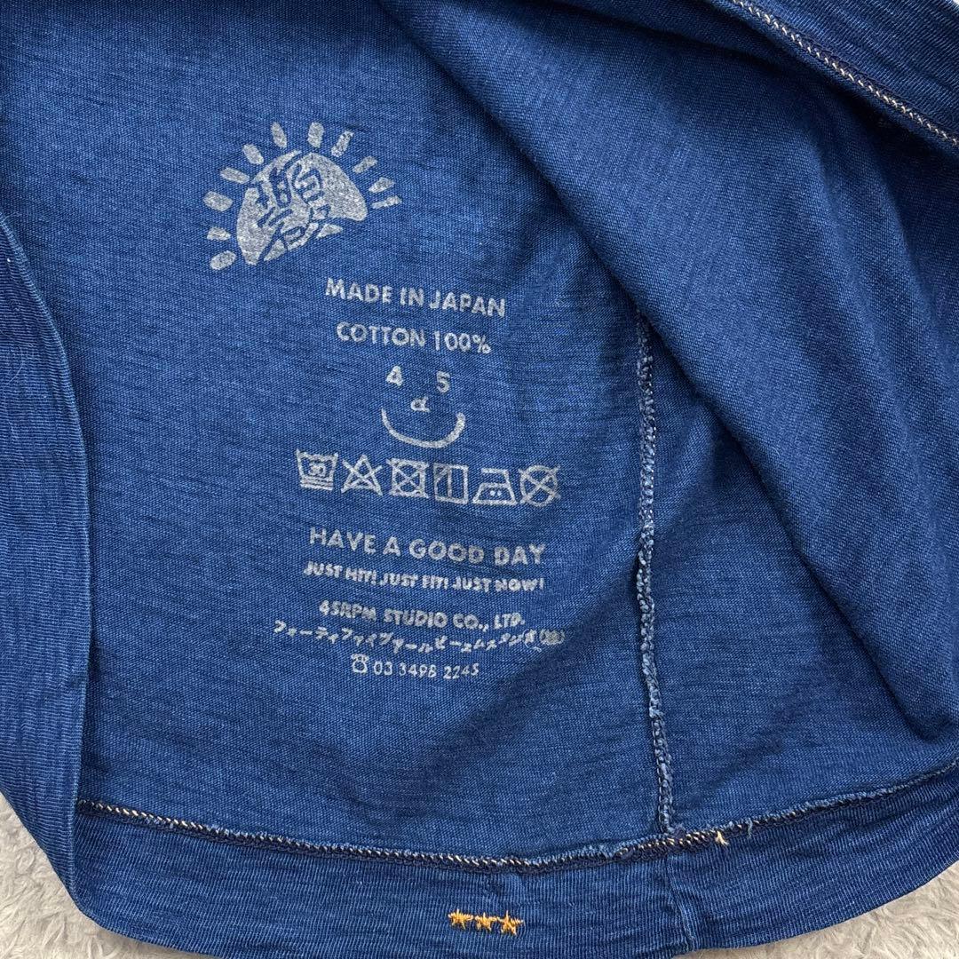 45R 天竺の908星Tシャツ　インディゴ　長袖　サイズ3