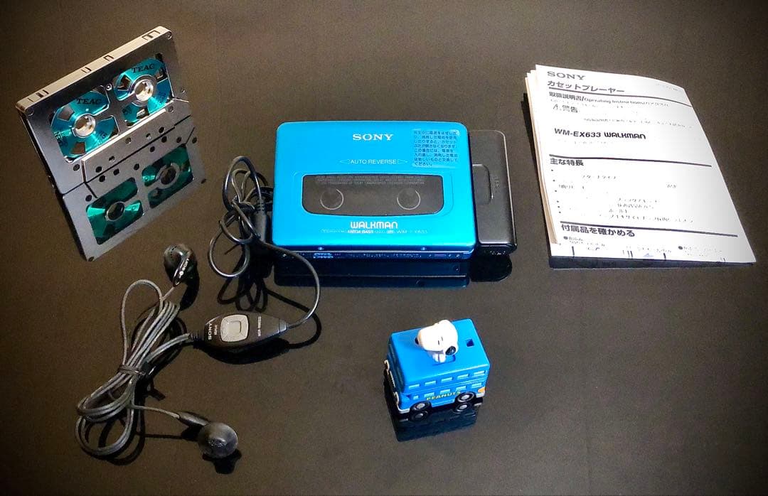 カセットウォークマン　SONY WM-EX633 青色「整備済み、完動美品」