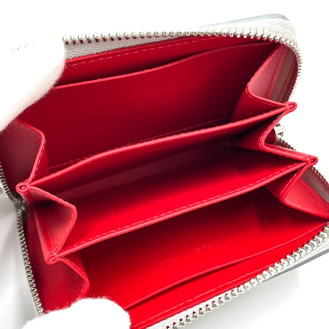 未使用保管品 クリスチャンルブタン ケース スタッズ レザー ロゴ グレー