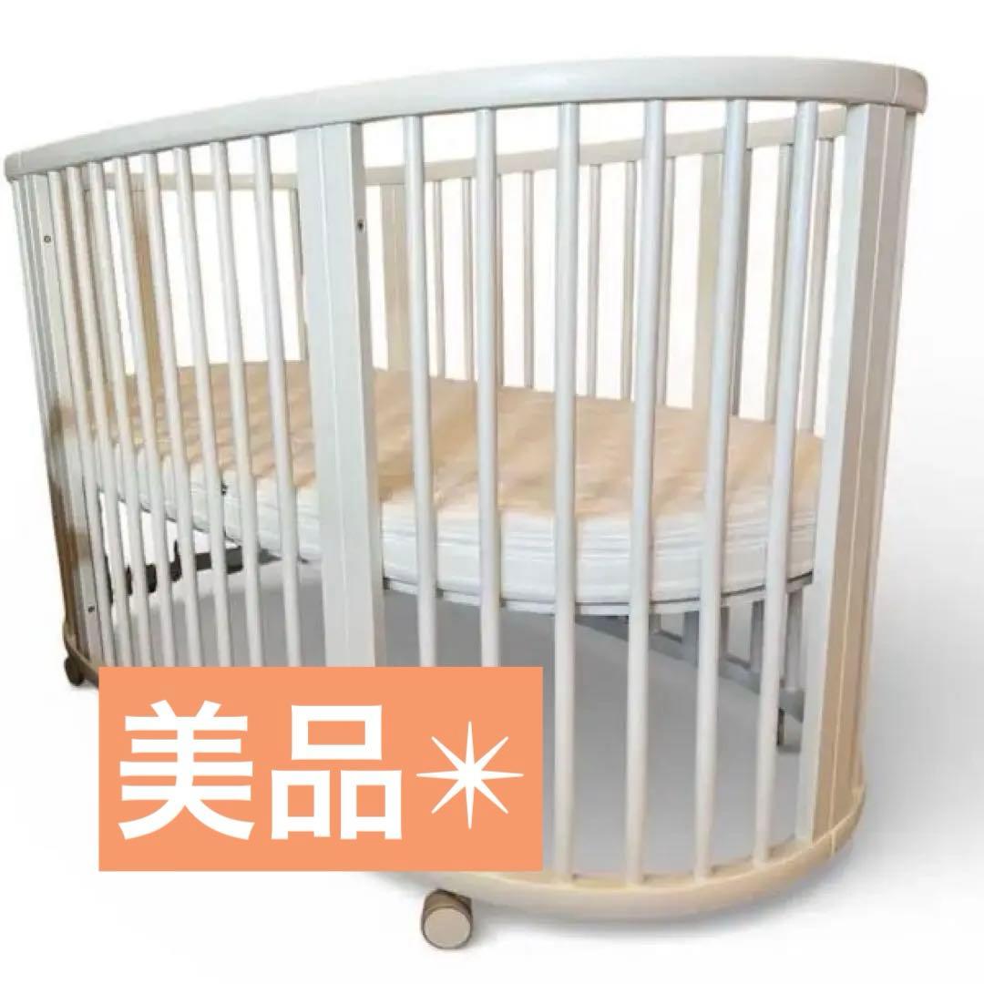 【美品】2023購入・STOKKE スリーピーベビーベッド セットホワイト
