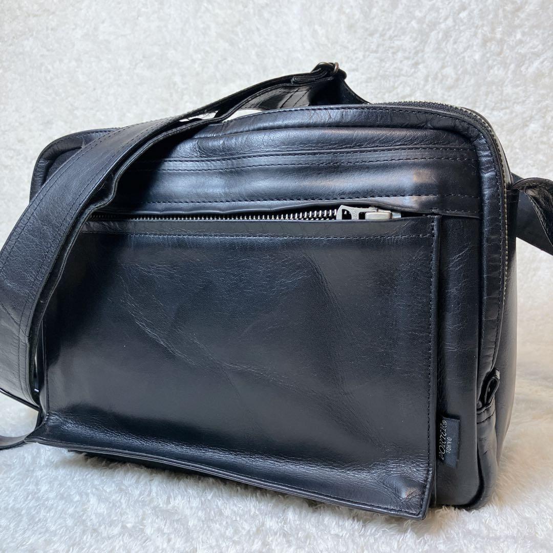 【希少】 PORTER オールレザー ショルダーバッグ 2層 ブラック 廃盤品