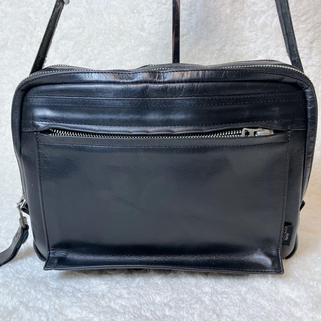 【希少】 PORTER オールレザー ショルダーバッグ 2層 ブラック 廃盤品