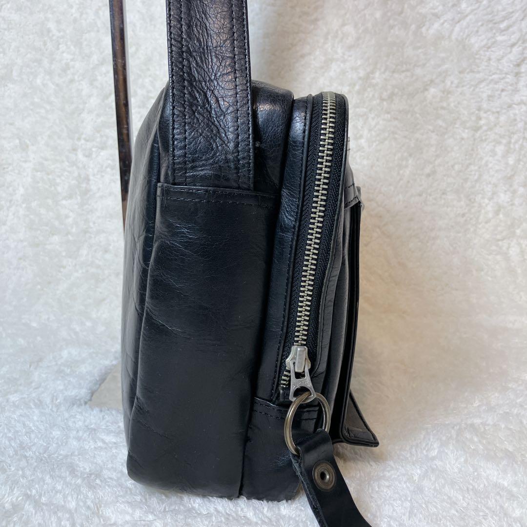 【希少】 PORTER オールレザー ショルダーバッグ 2層 ブラック 廃盤品