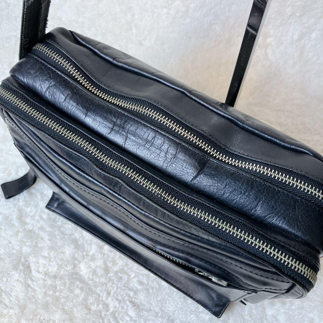 【希少】 PORTER オールレザー ショルダーバッグ 2層 ブラック 廃盤品