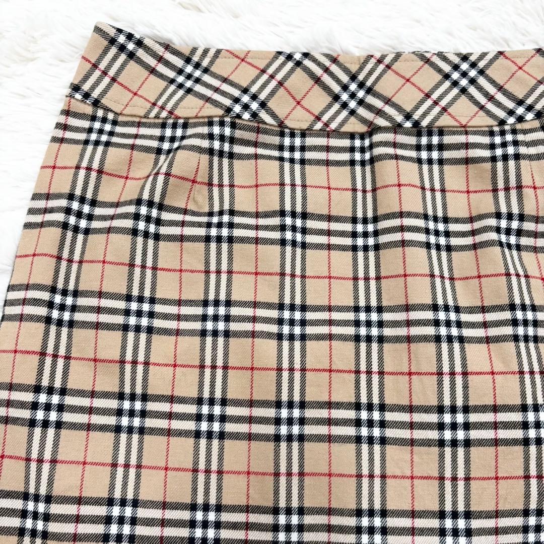 バーバリー ブルーレーベル ノバチェック ウール ミニ スカート タイト 38