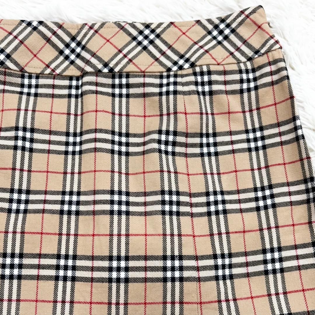 バーバリー ブルーレーベル ノバチェック ウール ミニ スカート タイト 38