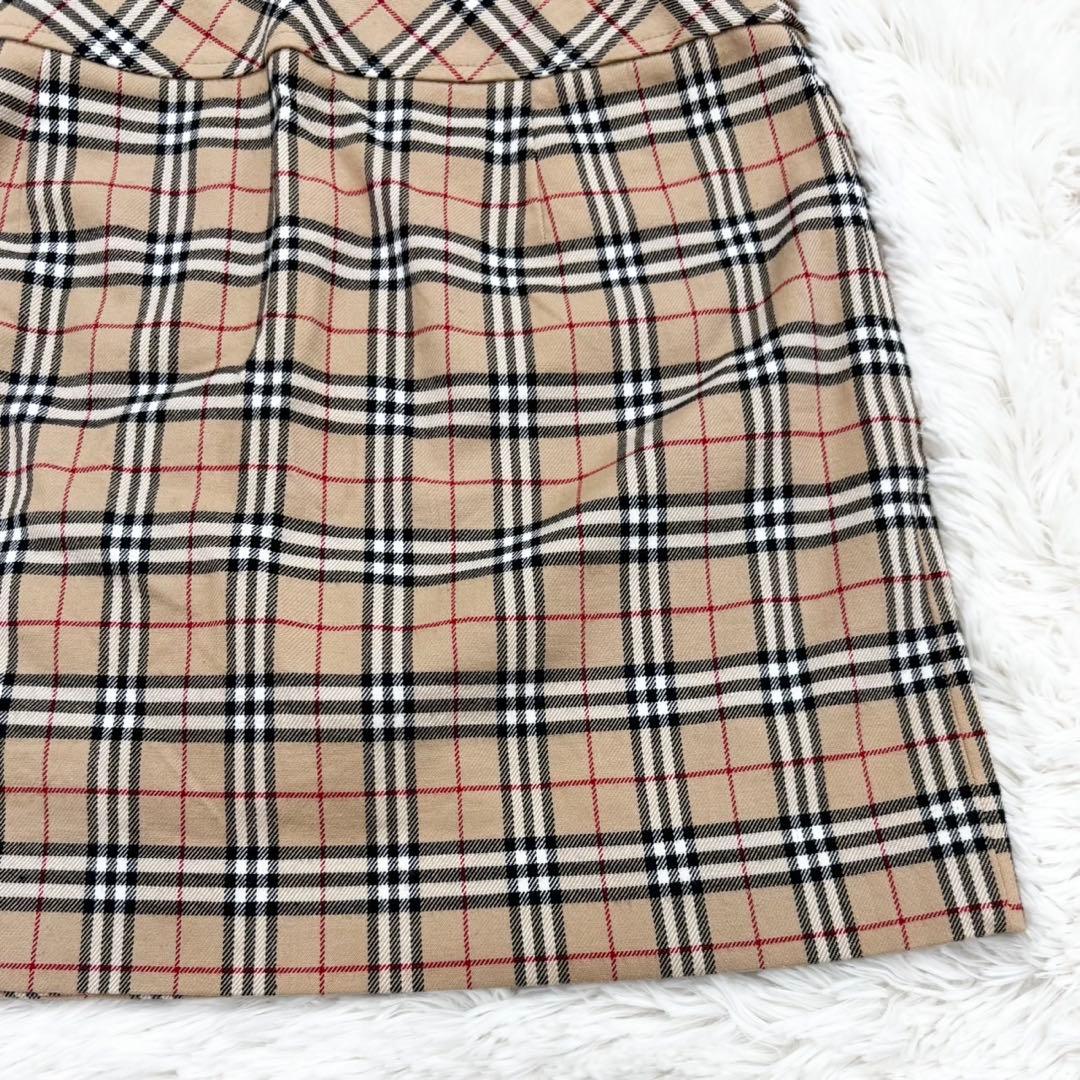 バーバリー ブルーレーベル ノバチェック ウール ミニ スカート タイト 38