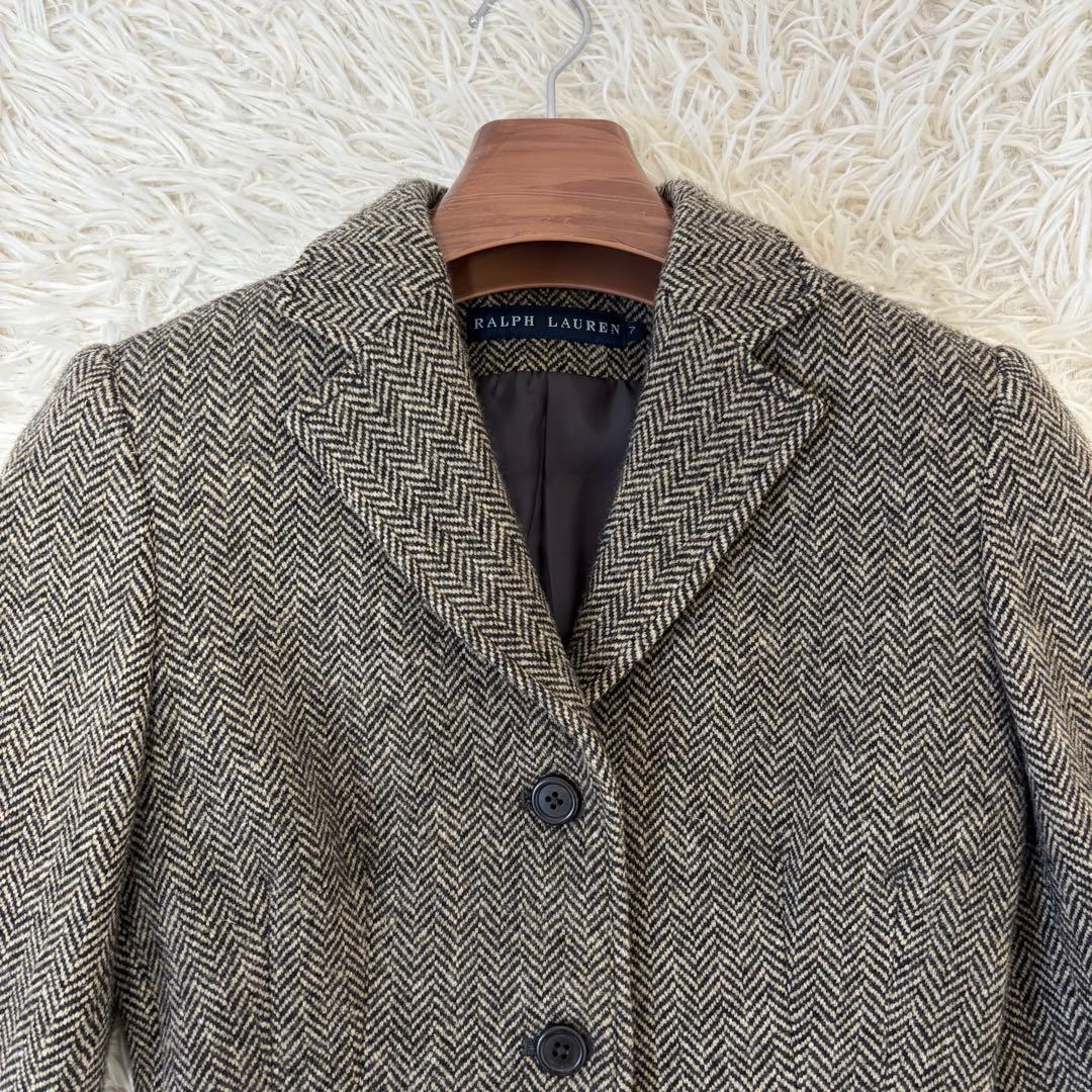 未使用級　ラルフローレン　ヘリンボーン　ジャケット　黒ブラウン　７号