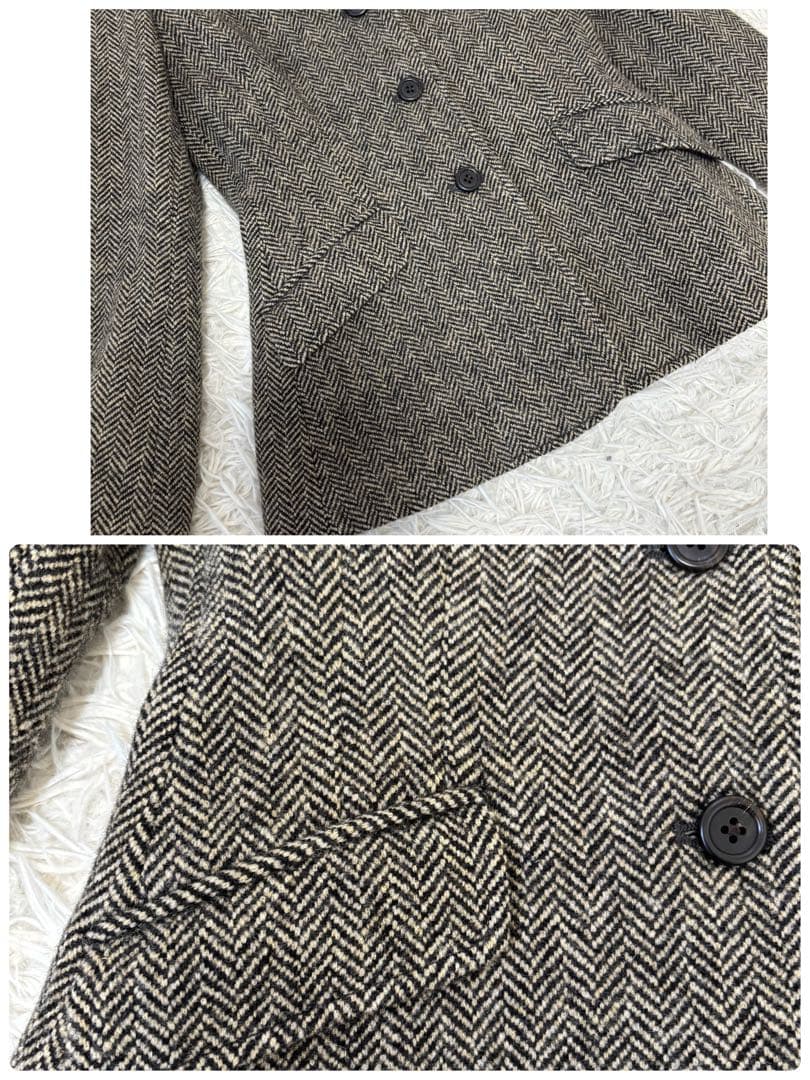 未使用級　ラルフローレン　ヘリンボーン　ジャケット　黒ブラウン　７号