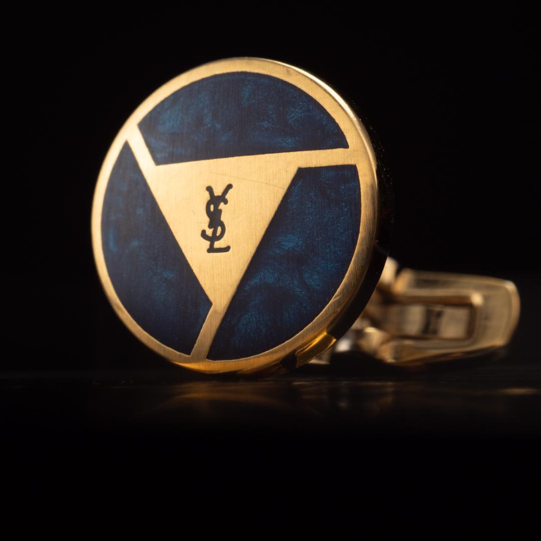 わんわん オールドサンローラン ブルーマーブル トライアングルシェイプ