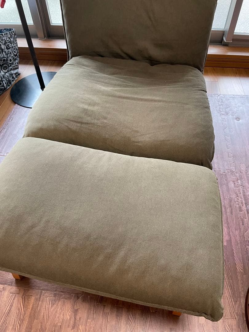 MUJI ブラウン リクライニングソファ オットマン付き