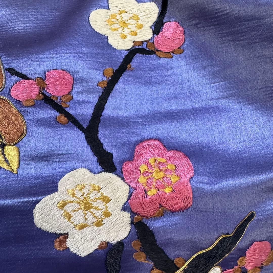 H*N様 雀　スズメ　アンティーク　名古屋帯　刺繍帯　紫　パープル　梅