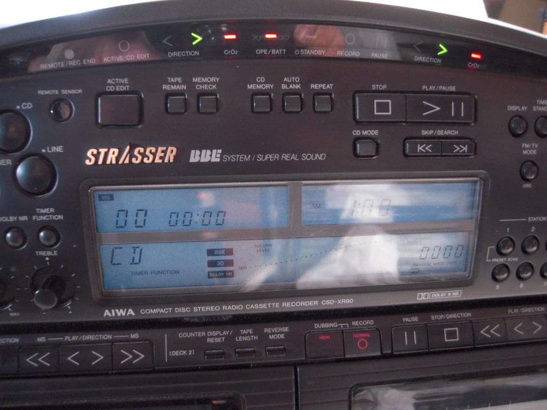 AIWA CSD-XR90　ダブルカセットデッキ　ジャンク　バブルラジカセ