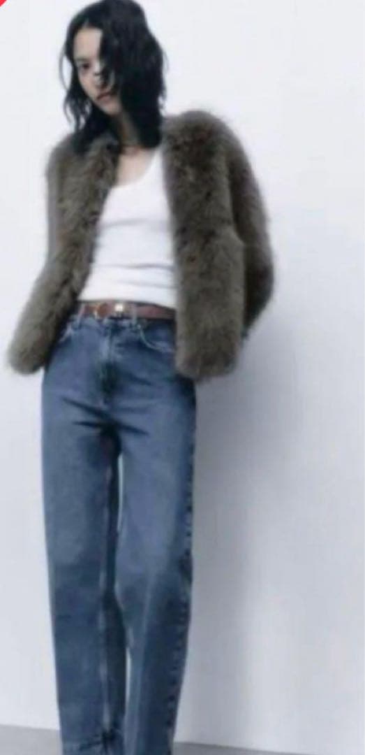 ZARA フェイクファー コート ジャケット XS グレー 完売