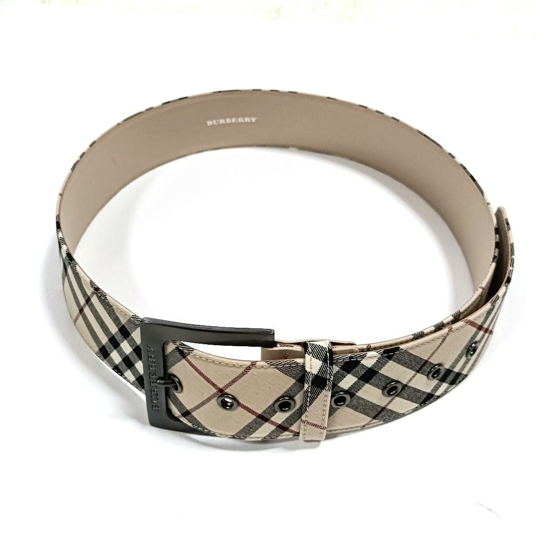極美品♪BURBERRY バーバリー ベルト ノバチェック キャンバス レザー