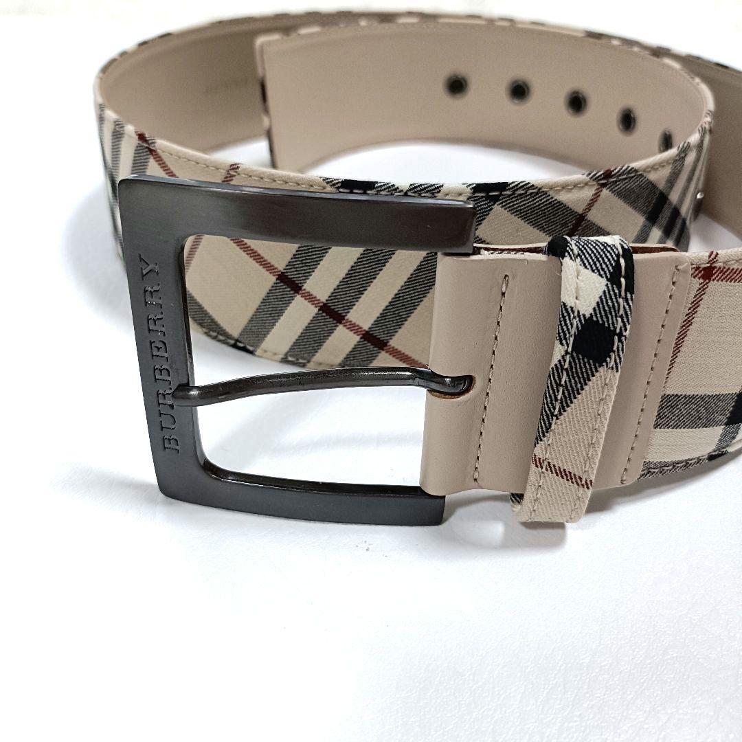 極美品♪BURBERRY バーバリー ベルト ノバチェック キャンバス レザー