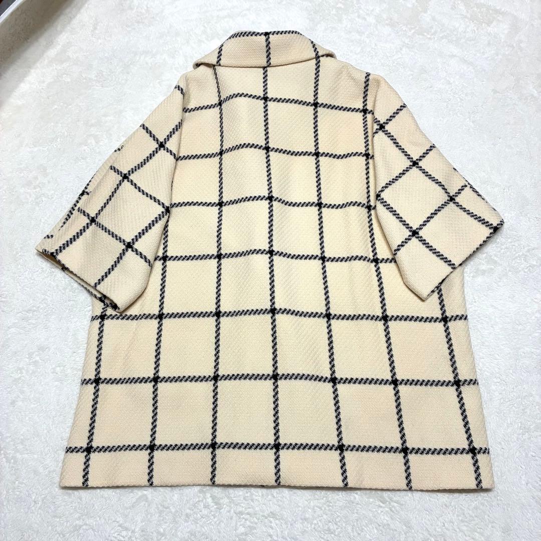 バレンシアガ ウールコート メガチェック アイボリー ゆったりサイズ