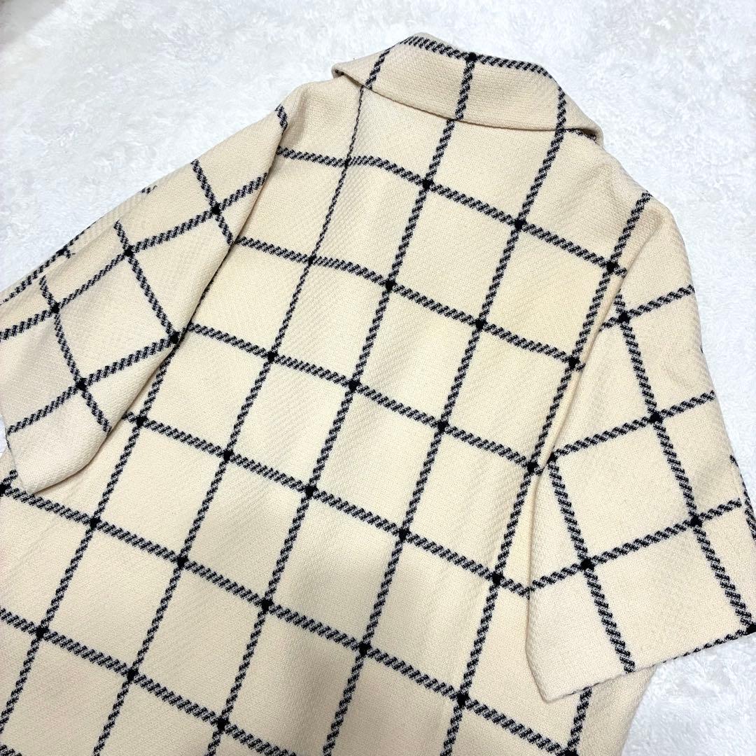 バレンシアガ ウールコート メガチェック アイボリー ゆったりサイズ