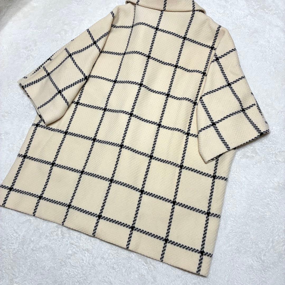 バレンシアガ ウールコート メガチェック アイボリー ゆったりサイズ