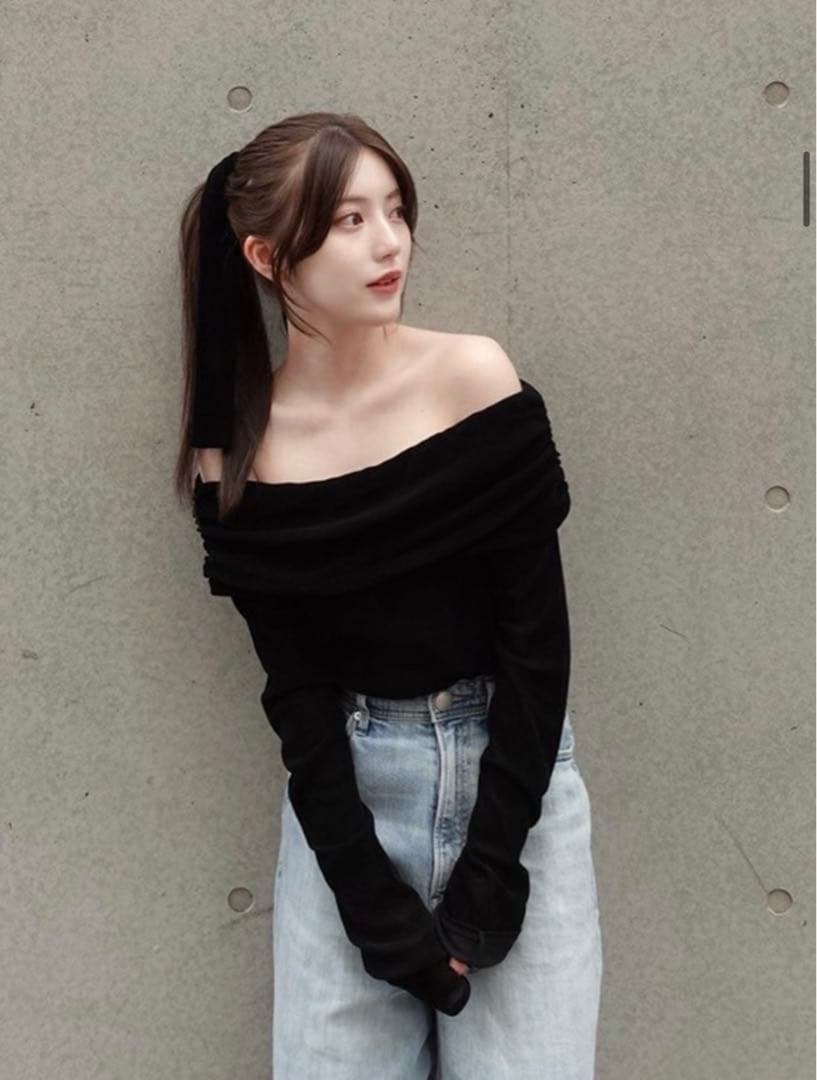 【FRAY I.D】オフショルフロッキーチュールトップス