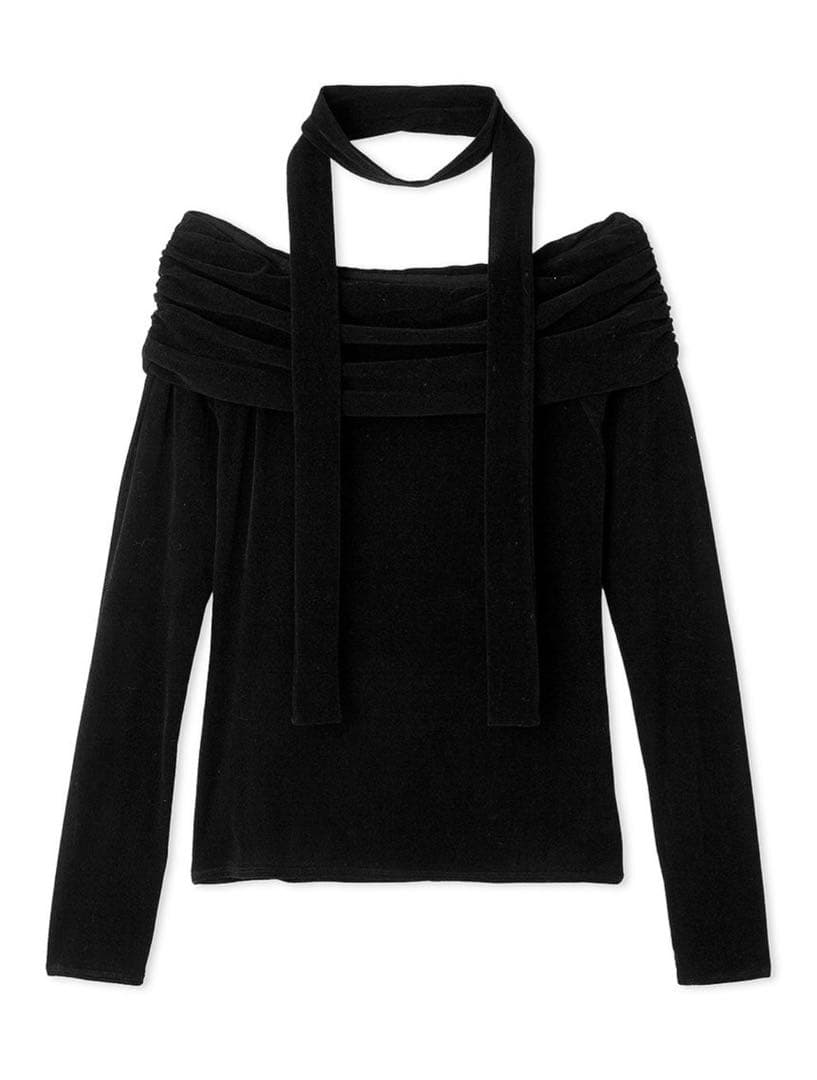 【FRAY I.D】オフショルフロッキーチュールトップス