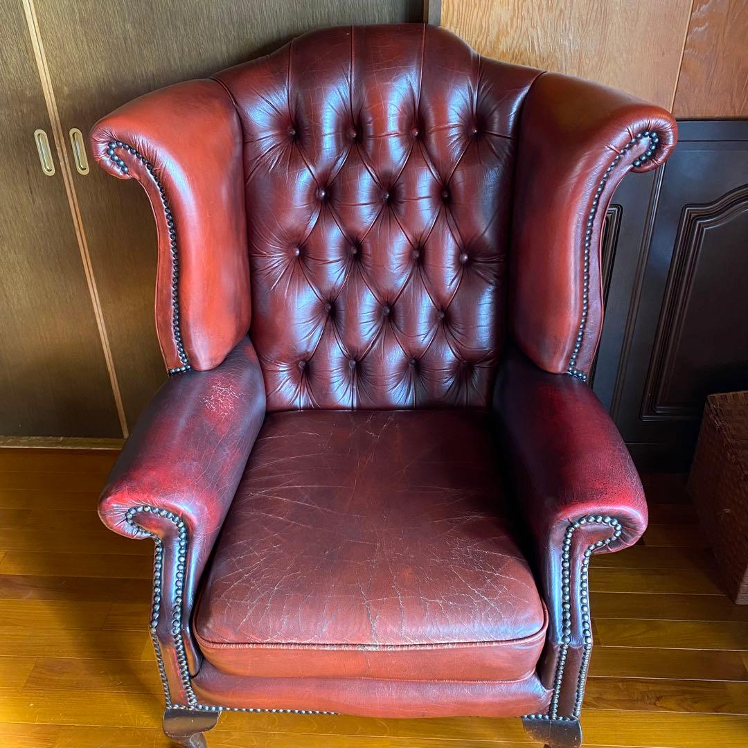 【お値下げ！】イギリス 本革 チェスターフィールド ソファ チェア