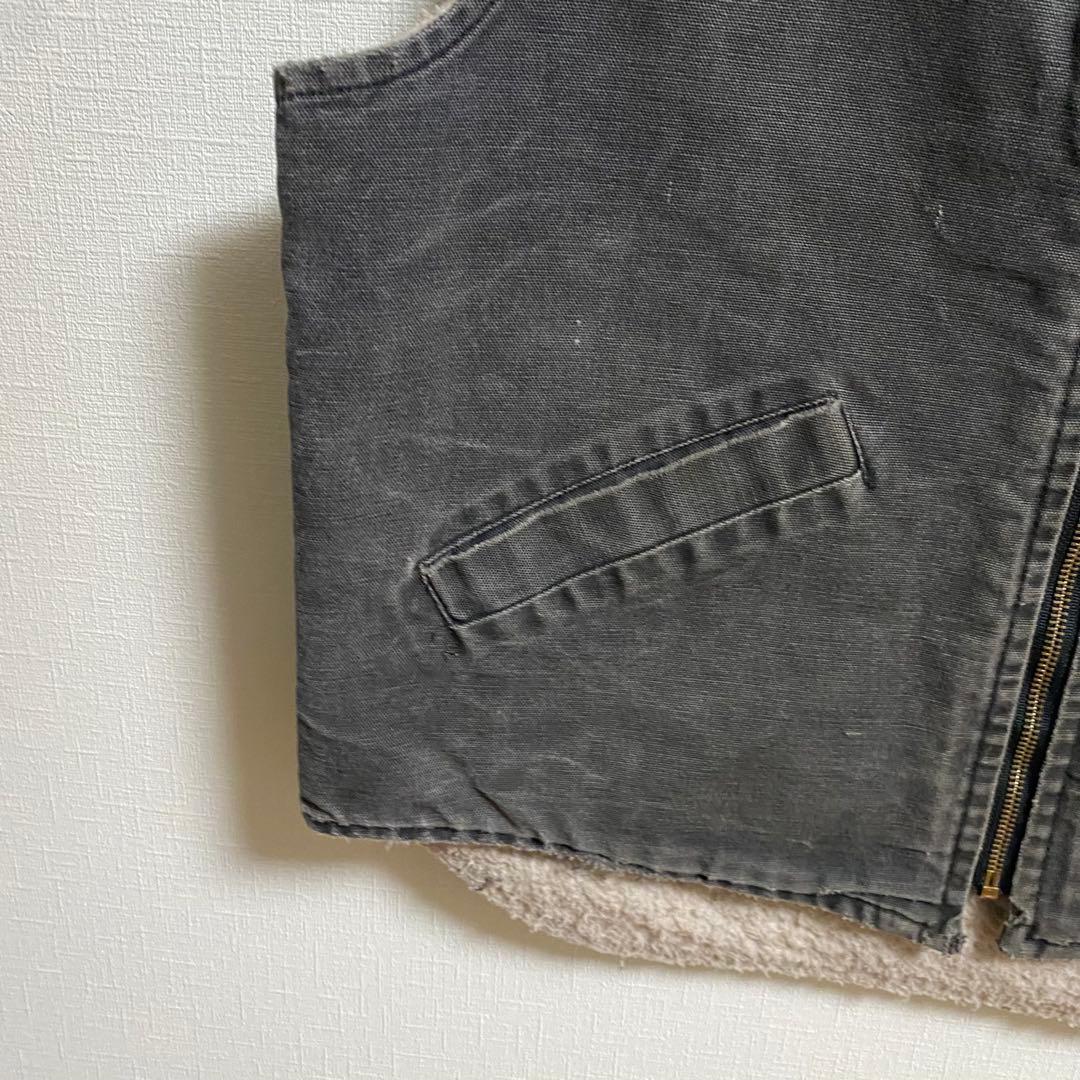 USA製 Ｌサイズ　スミクロ　フェードブラック　ダックベスト　裏ボア　カーハート