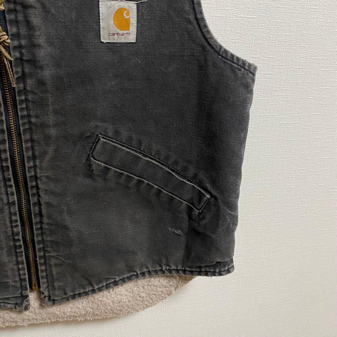 USA製 Ｌサイズ　スミクロ　フェードブラック　ダックベスト　裏ボア　カーハート