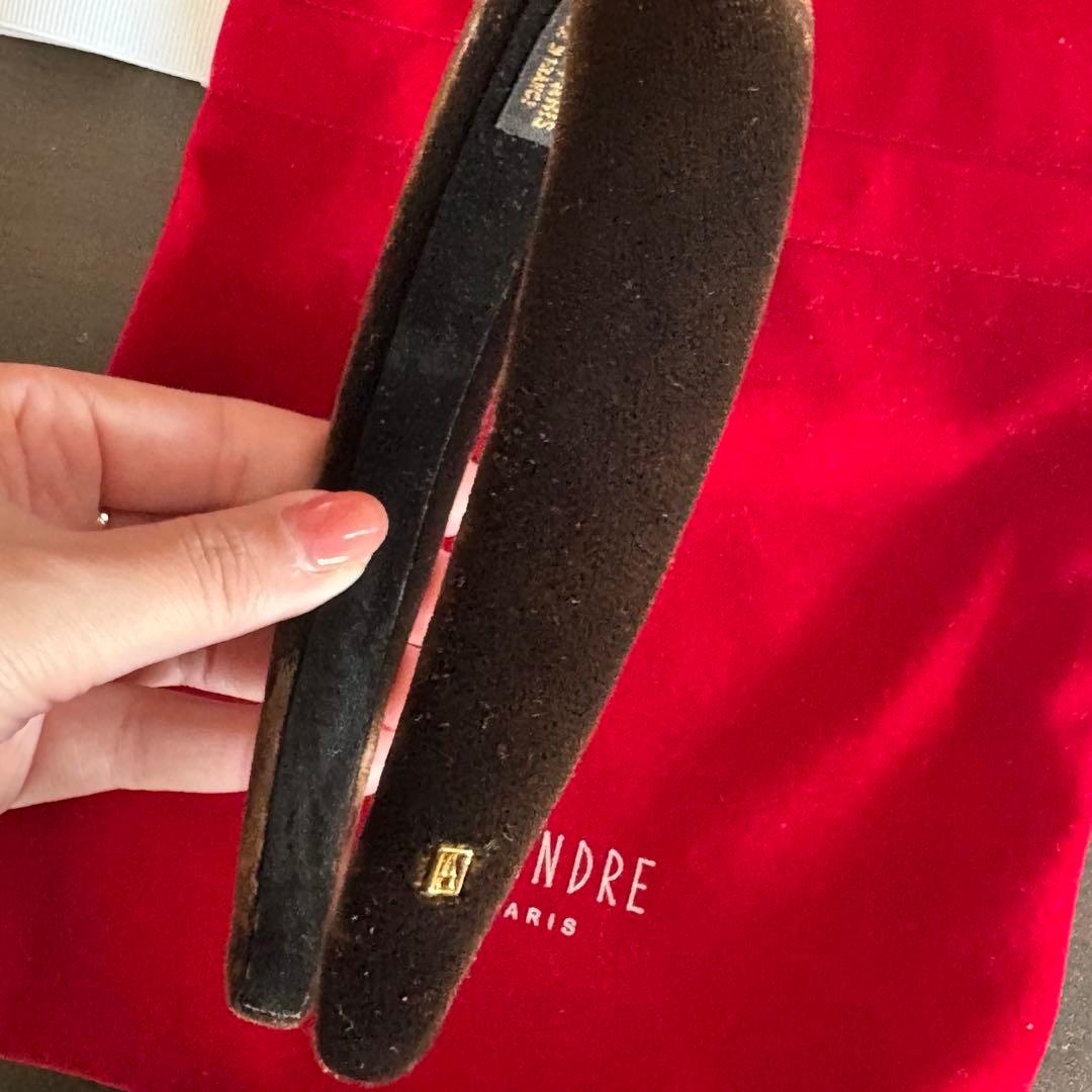 ALEXANDRE DE PARIS ベロアカチューシャ(2.5cm/ブラウン)