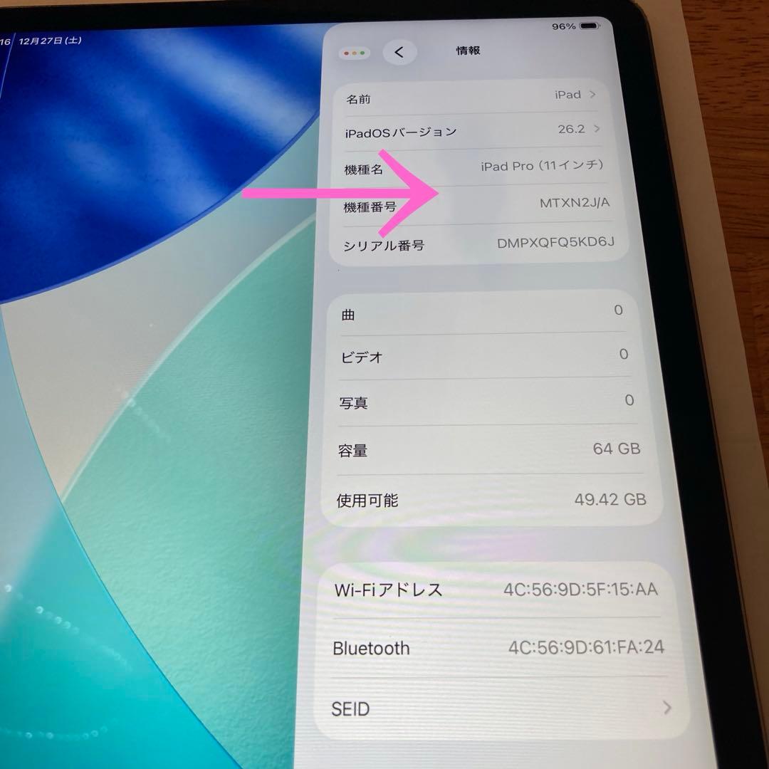 iPad Pro 11インチ 第1世代 64GB【ジャンク品】