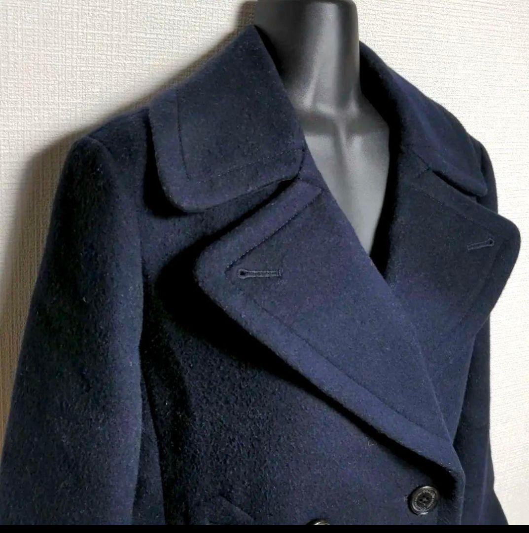 aq11. COACH ウールPコート ネイビー レディースLサイズ相当