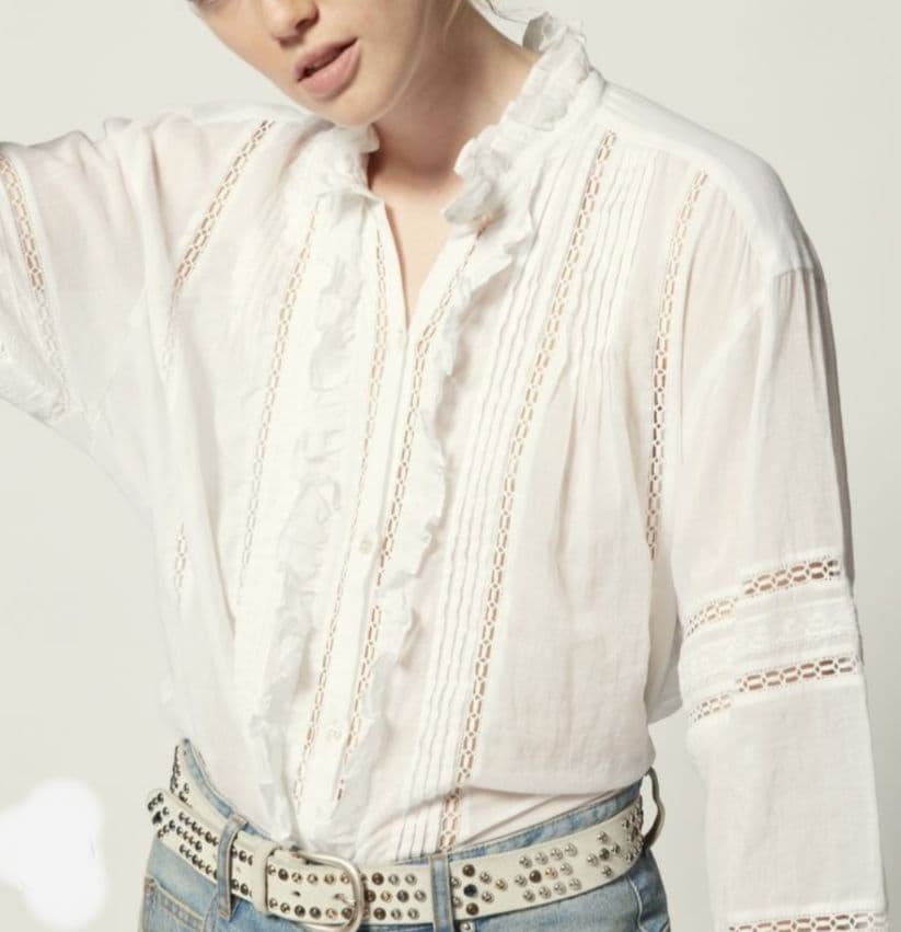 ISABEL MARANT ÉTOILE ピンタック フリル レース ブラウス