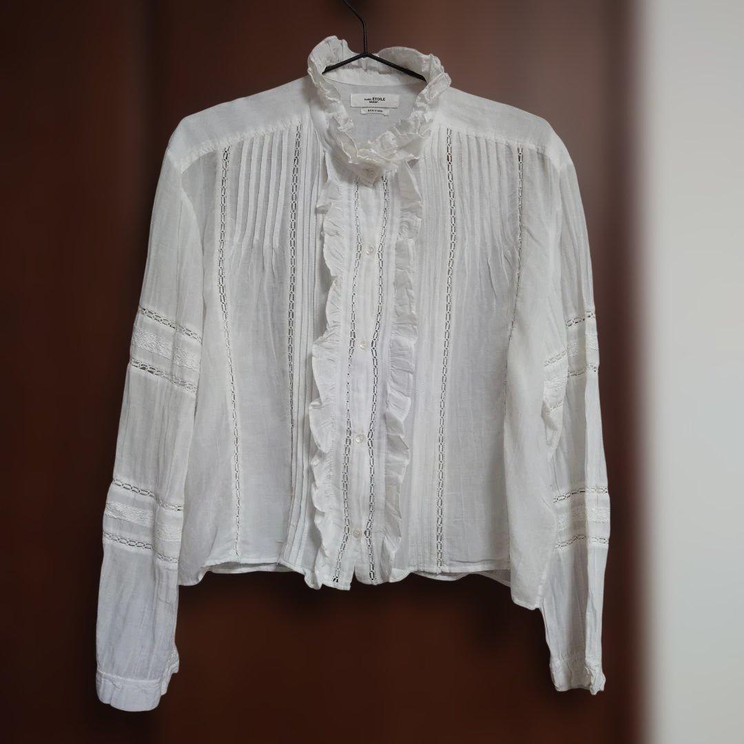 ISABEL MARANT ÉTOILE ピンタック フリル レース ブラウス