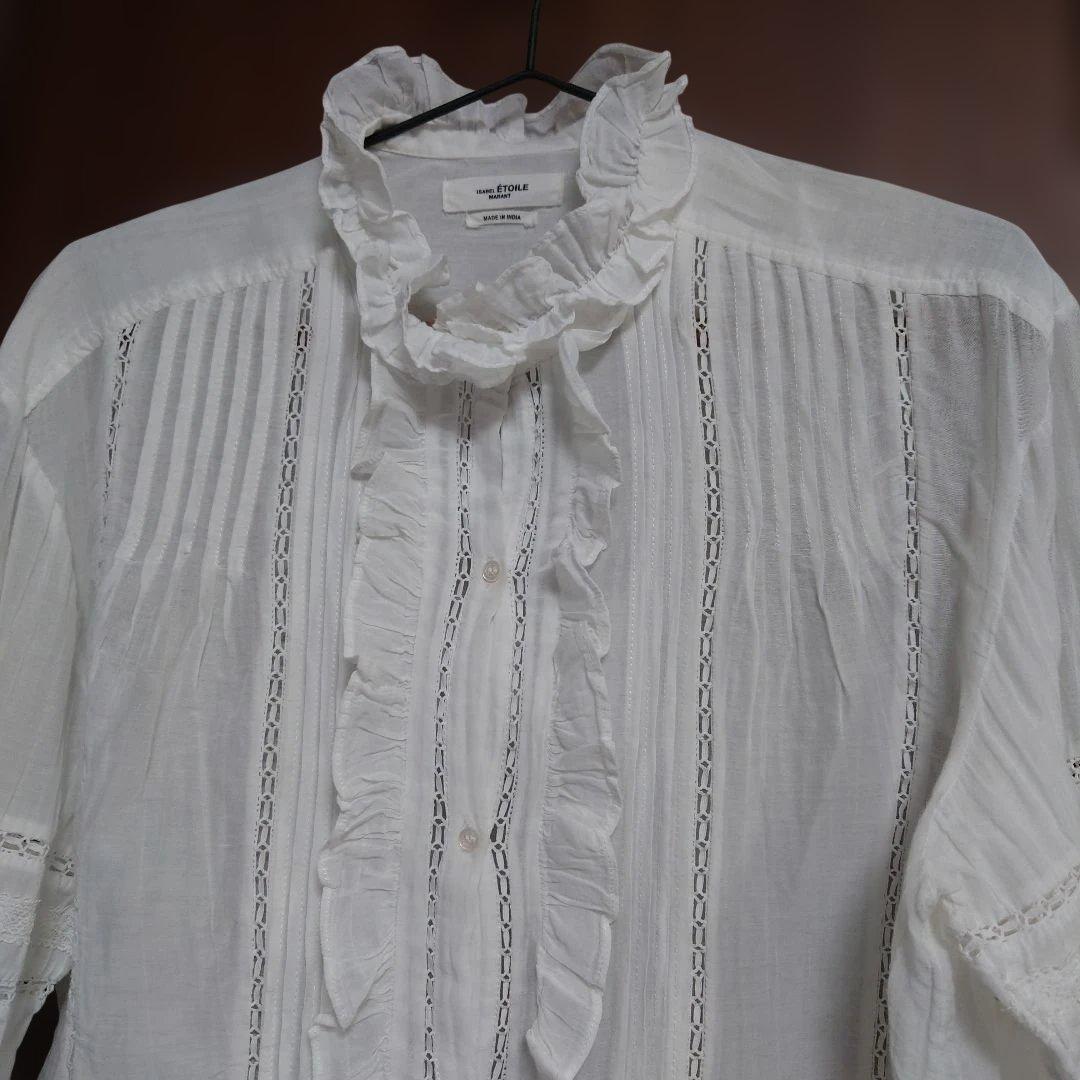 ISABEL MARANT ÉTOILE ピンタック フリル レース ブラウス