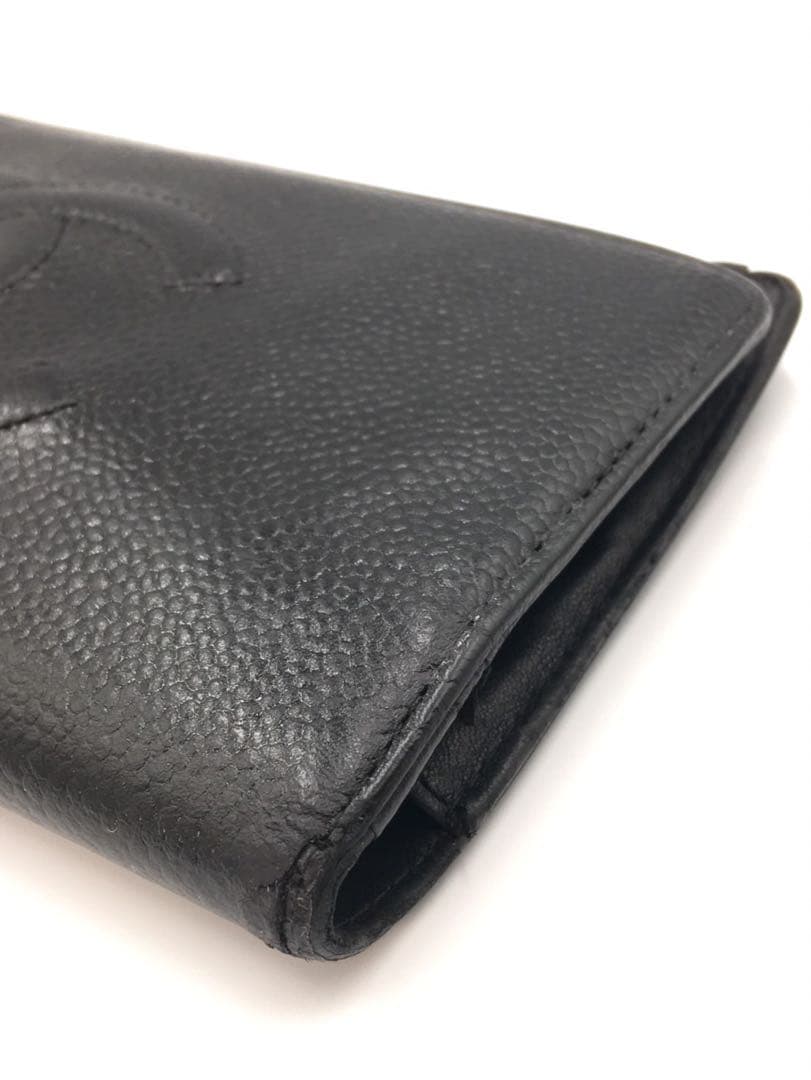 J64 シャネル　CHANEL キャビアスキン　長財布