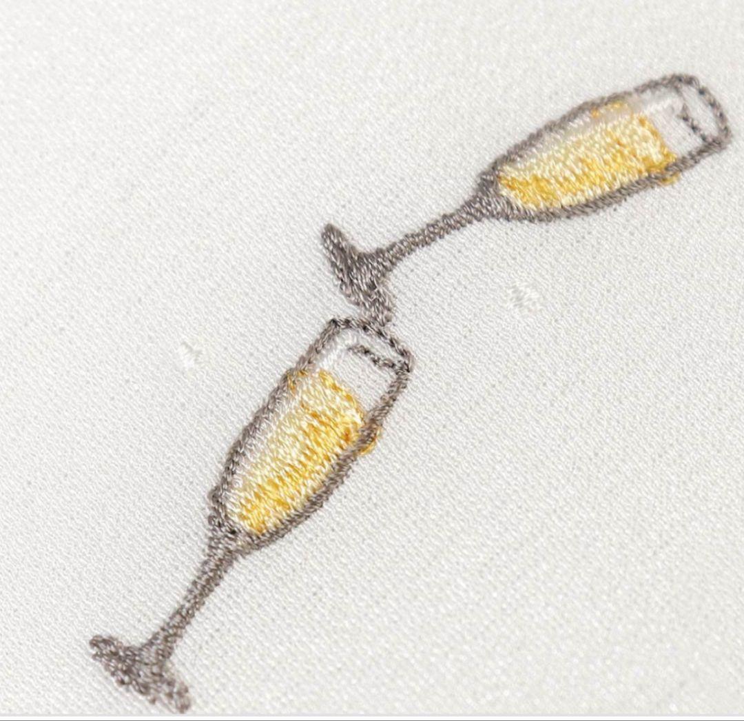 き楽っく 替え衿 ラインストーン シャンパン 刺繍 半衿　衿秀