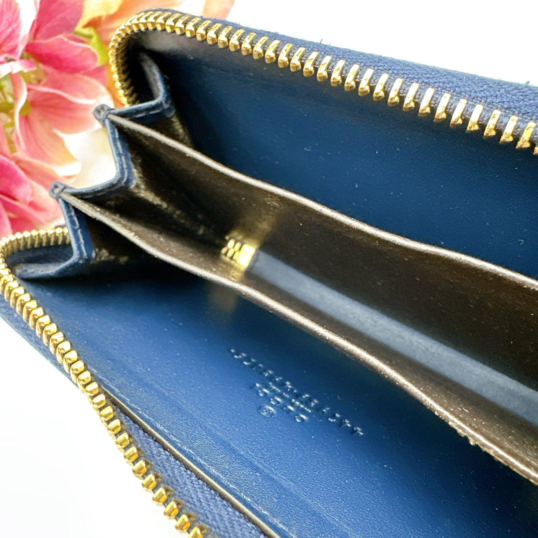 GUCCI グッチ ケース GG シマ ラウンドファスナー ネイビー