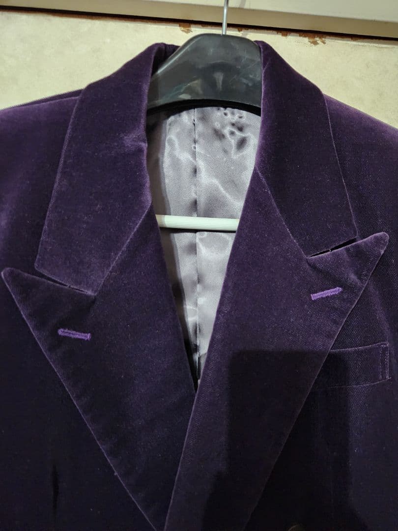 LITTLE BIG　 パープルベルベットダブルブレストスーツ　サイズ44日本製