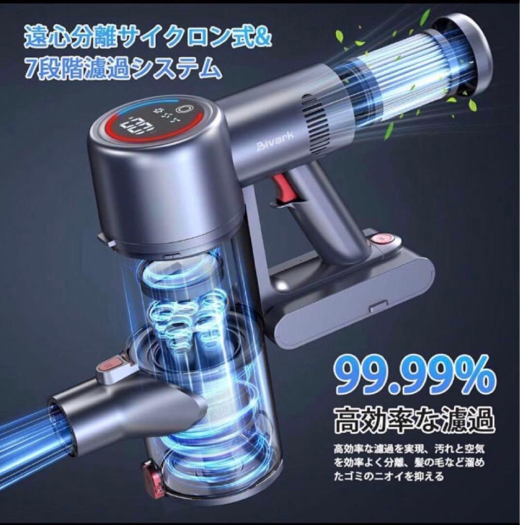 掃除機 コードレス 強力吸引 サイクロン式 3段吸引力 LED液晶ディスプレイ