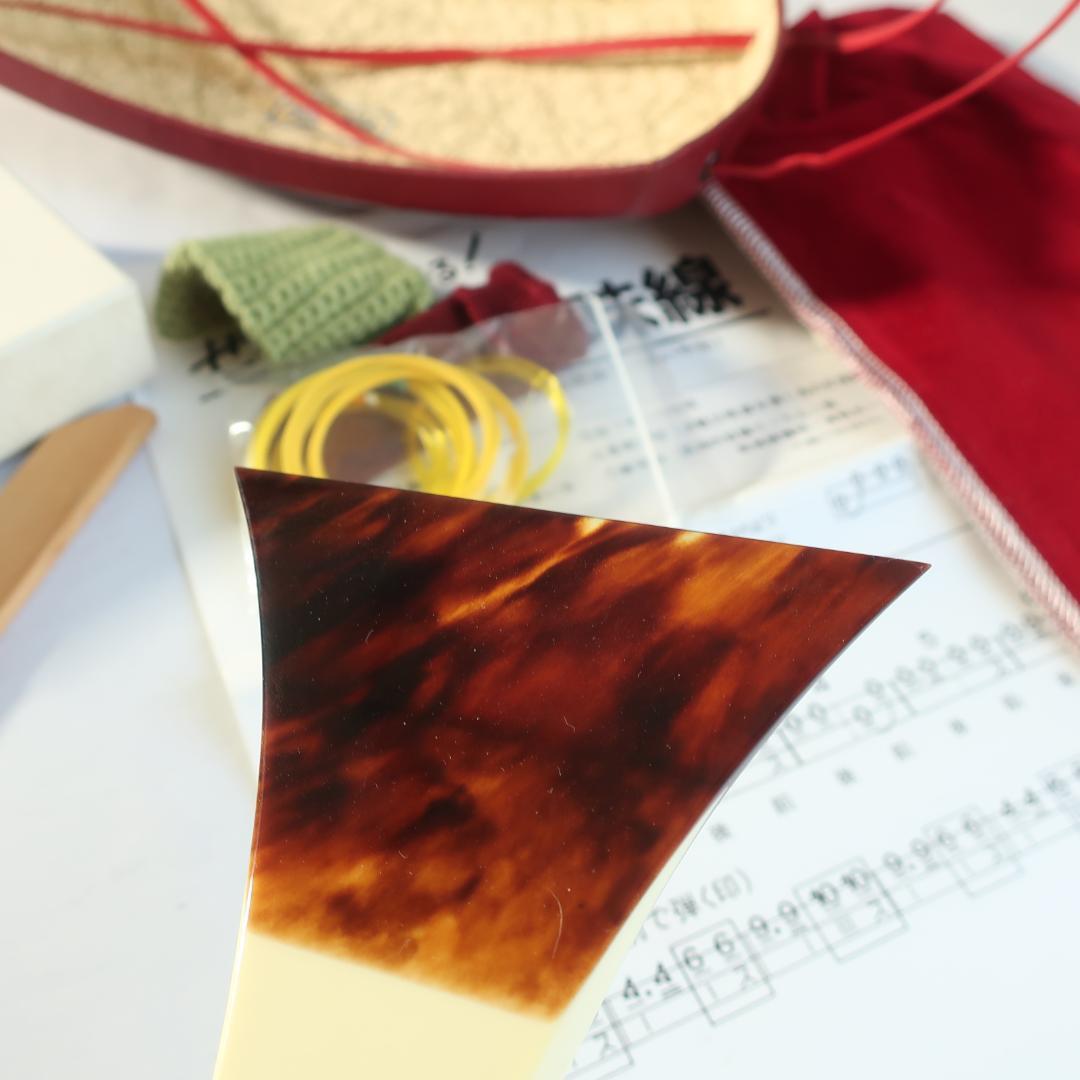 美品 津軽三味線 鼈甲撥 楽器ケース 予備弦 付属 和楽器