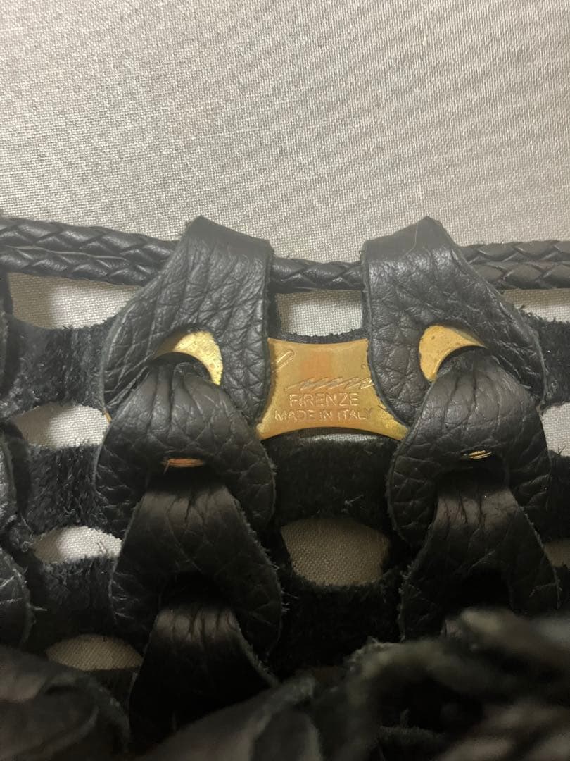 イルミーチョ シュリンクレザー 巾着 バッグ Boho 黒