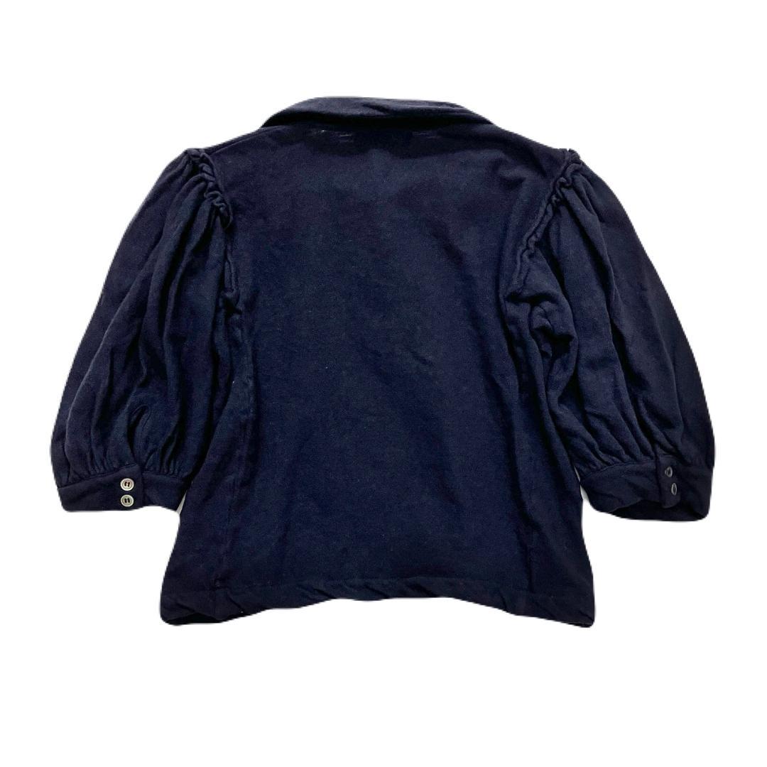 トリココムデギャルソン ギャザーショルダー ニット ポロシャツ 製品染め 黒 M