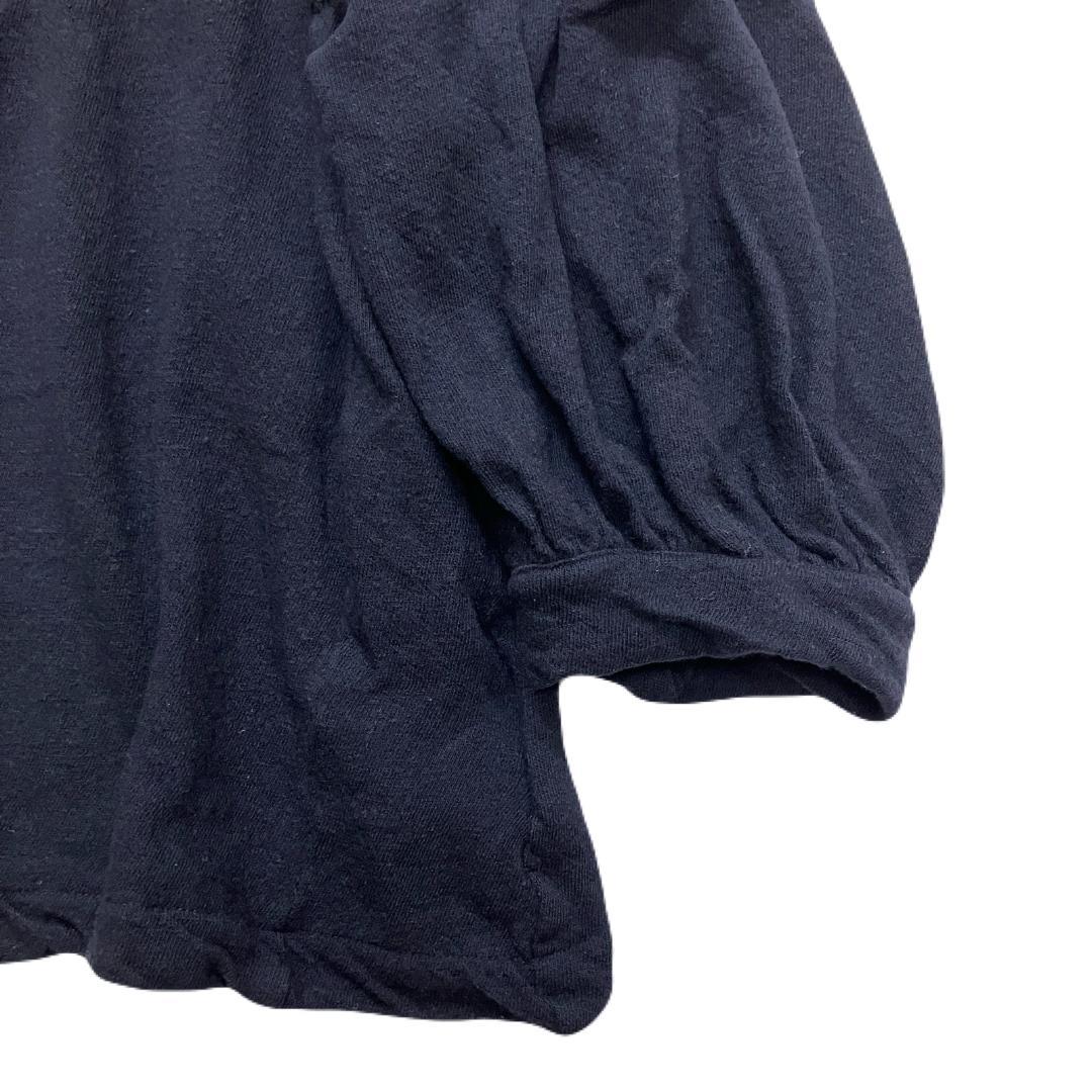 トリココムデギャルソン ギャザーショルダー ニット ポロシャツ 製品染め 黒 M