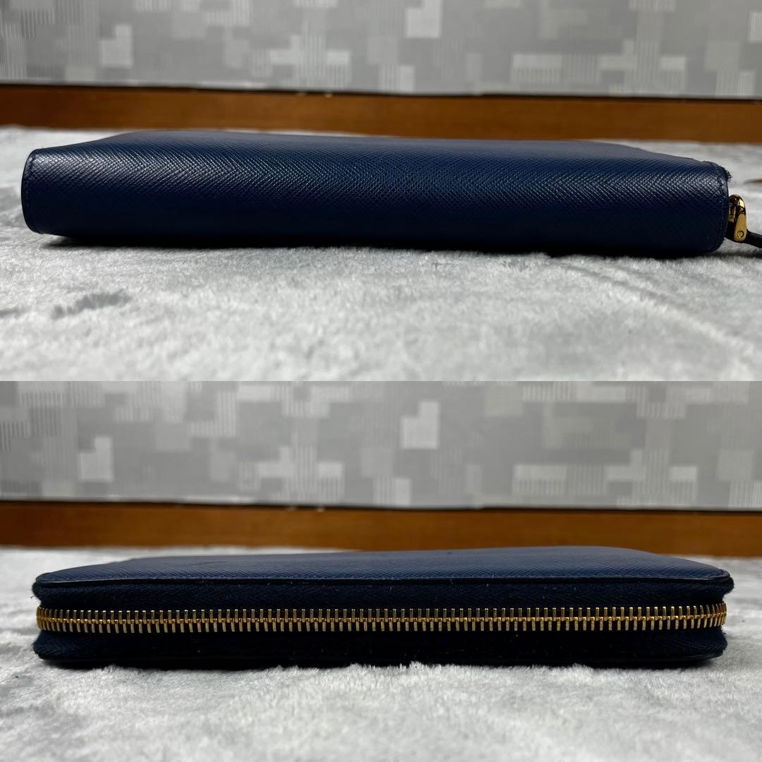 Prada プラダ 長財布 ラウンドファスナー ネイビー 1ML506