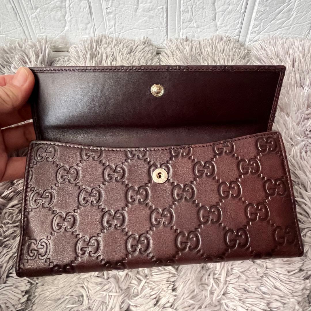 極美品✨GUCCI シマ　ダークブラウン　プリンシー　レザー　シルバーロゴ