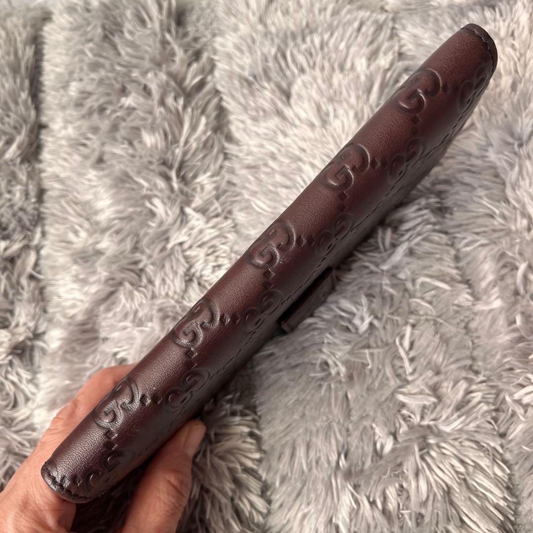 極美品✨GUCCI シマ　ダークブラウン　プリンシー　レザー　シルバーロゴ