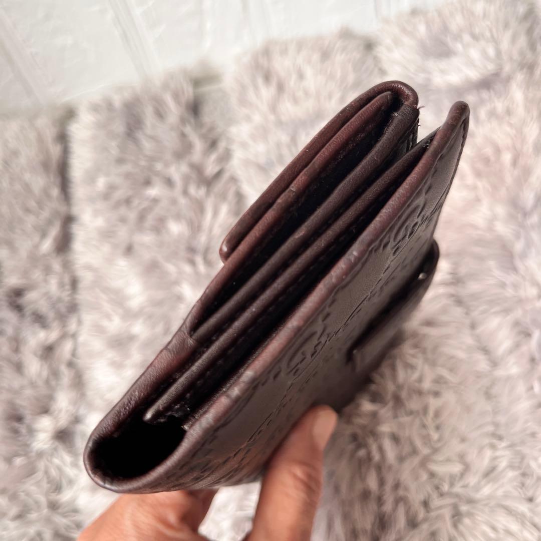 極美品✨GUCCI シマ　ダークブラウン　プリンシー　レザー　シルバーロゴ