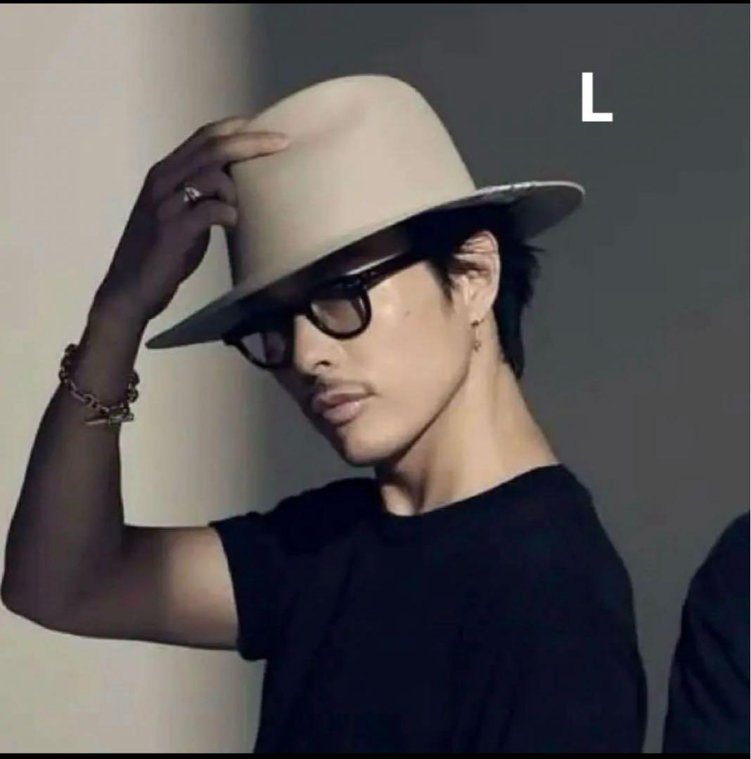 Rily ベージュ ウールフェルトハット L